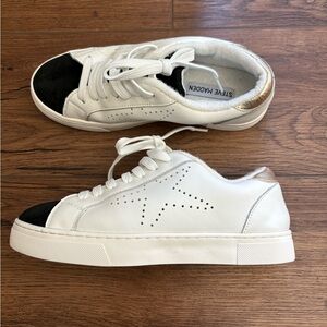 Steve Madden Rezume White Sneakers with Black and Gold Accents